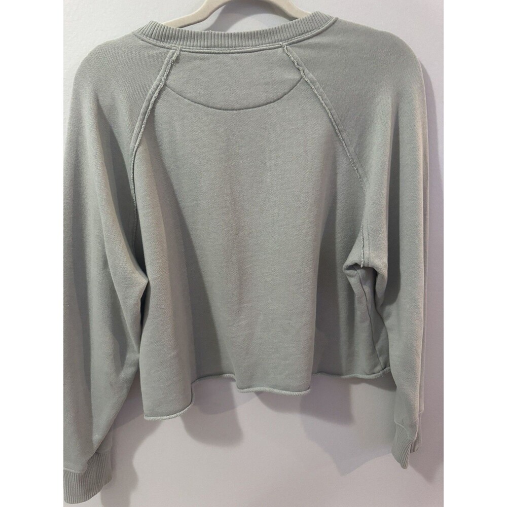 Aerie Olive Green Sage Sweatshirt Oversized XS Crewneck Distressed Cozy Pullover - Picture 6 of 6